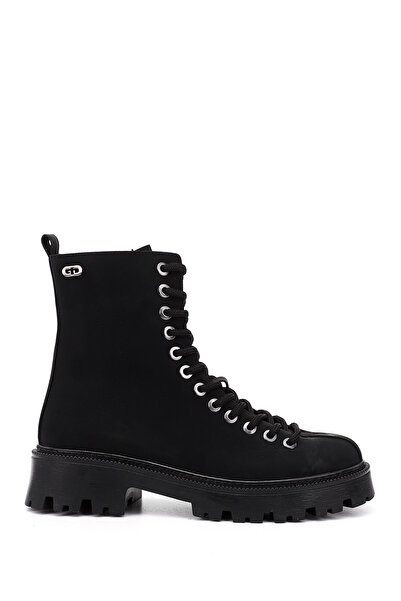 GÖNDERİ(R) حذاء نسائي أسود بسحاب وكعب سميك