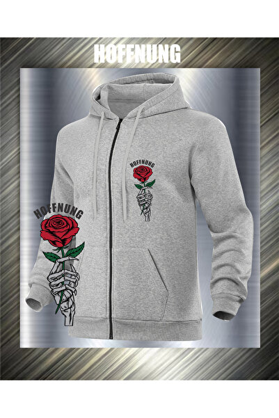 HOFFNUNG Unisex Cotton Oversize Rose Printed Hooded Collar Comfortable Casual...