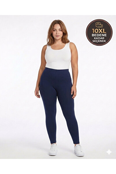 Yabgu Women's Large Size High Waist Daily Tights Navy Blue