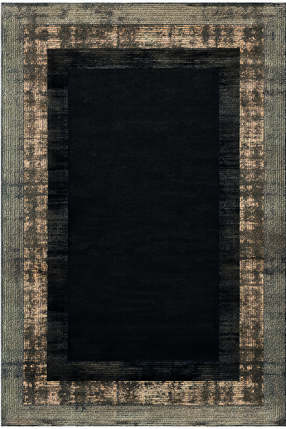 kilim home Modern Black Coffee Frame Patterned Rug – Minimal Living Room Rug,...