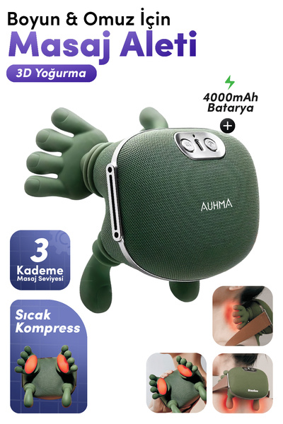 auhma AMG38 Şarjlı Isıtmalı Boyun ve Omuz Masaj Aleti – 3D Yoğurma Derin Doku...