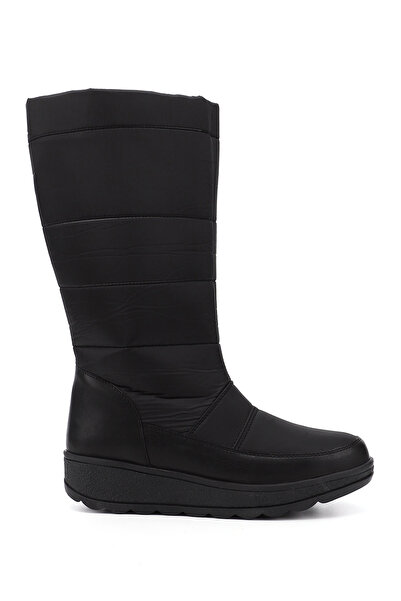 GÖNDERİ(R) حذاء ثلج مريح بنعل مطاطي أسود للنساء/الفتيات