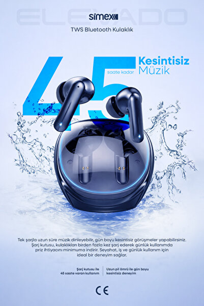 Simex iOS Android Uyumlu - 5.3 Bluetooth Kulakiçi Kulaklık -ENC Gürültü Engelleme, Oyun Modlu Lacivert
