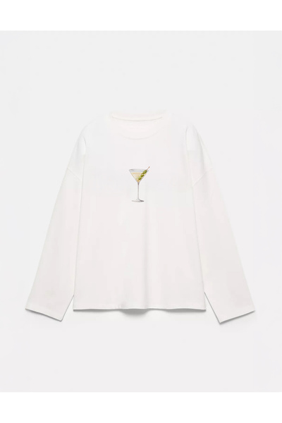 Disante تي شيرت مصنوع من القطن بنسبة 100% بمقاس كبير ومطبوع عليه كوكتيل - تي ...