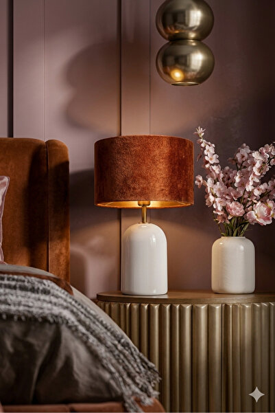 Mivera Maison Turuncu Kadife Abajur Başlığı (25x20cm)