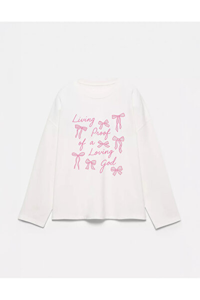 Disante Μπλουζάκι με μακρυμάνικο λαιμόκοψη από 100% βαμβάκι Oversize Fit Livi...