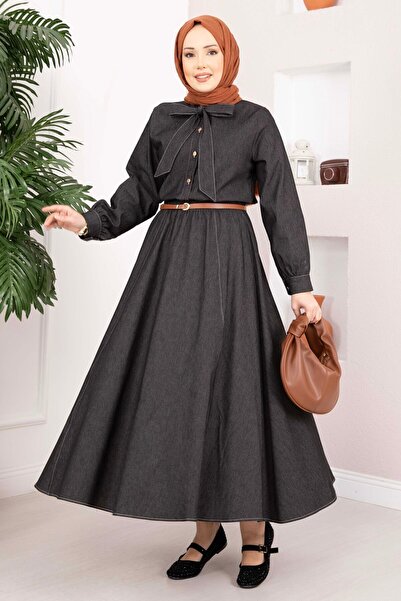 EBRUTESETTÜR تفاصيل فيونكة طقم دينم دبل تينسل أسود