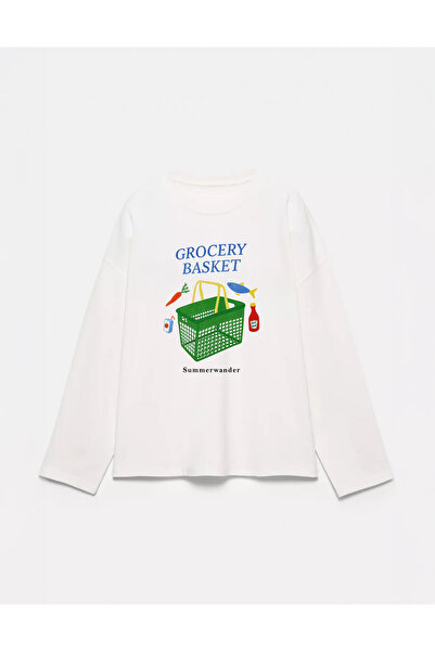 Disante 100% bumbac, cu potrivire oversize, cu imprimeu pentru coșul de cumpă...