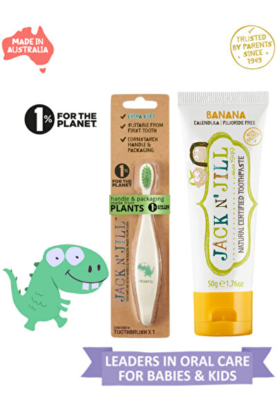 Jack N'Jill Jack N Jill Bebek Diş Fırçalama Seti (Dino Diş Fırçası + Muz Arom...