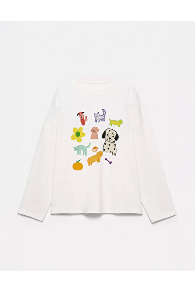 Disante 100% bumbac, cu potrivire oversize, cu imprimeu Pet Parade - Tricou c...