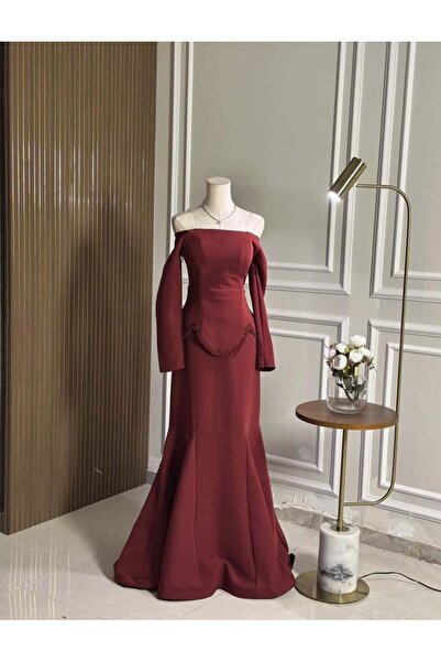 vanus fashion 6752-Long red dress