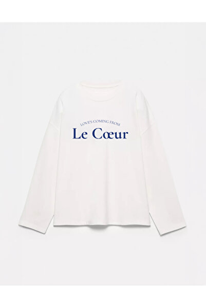 Disante 100% bumbac, cu potrivire oversize, cu imprimeu Le Coeur - Tricou cu ...