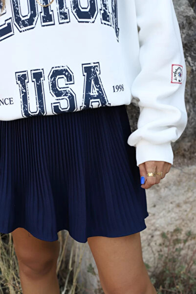 bytugcekaya Lacivert Fırfır Şort Etek