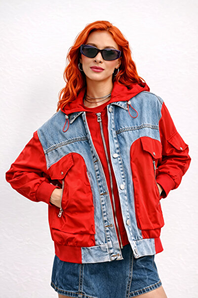 İLKCET MODA Mix Γυναικείο Oversize Τζιν Αδιάβροχο