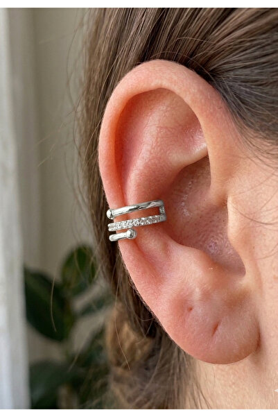 kurukafagift Sıkıştırmalı Deliksiz Earcuff Kıkırdak Küpe İkili Model