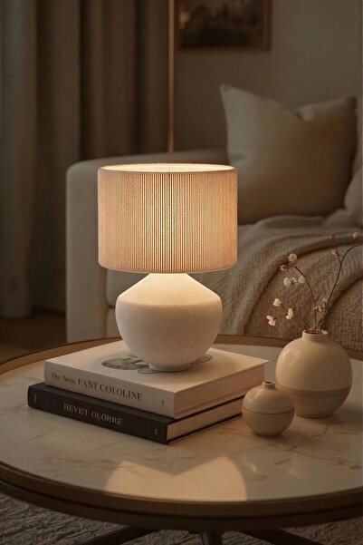 Printavora Luna Kumaş Başlıklı Abajur 46cm