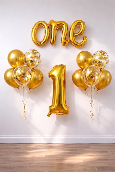 Patladı Gitti Gold 1 Yaş Doğum Günü Seti