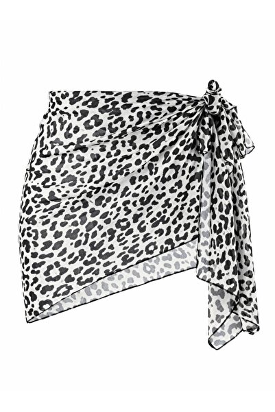 Jaclies • Leo pareo siyah beyaz leopar desenli mini pareo