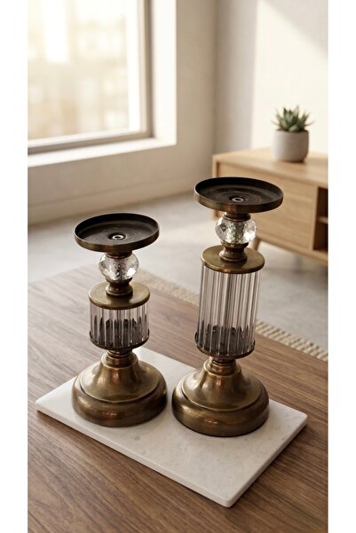 WuuQ Modern Prinç Görünümlü Metal 2'li Mumluk Takımı