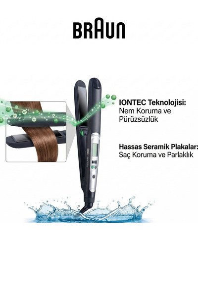 Braun İyon Teknolojili Saç Düzleştirici %100 Seramik Plaka 15 Kademeli Isı Ay...