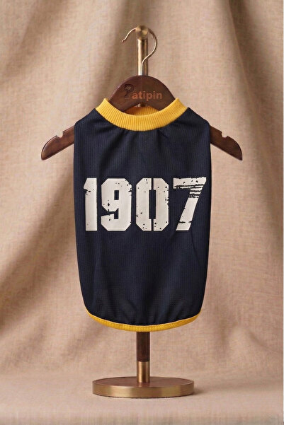 Patipin Yellow Navy Blue Fan Dog Outfit - 1907 Printed Summer Tank Top - Suit...