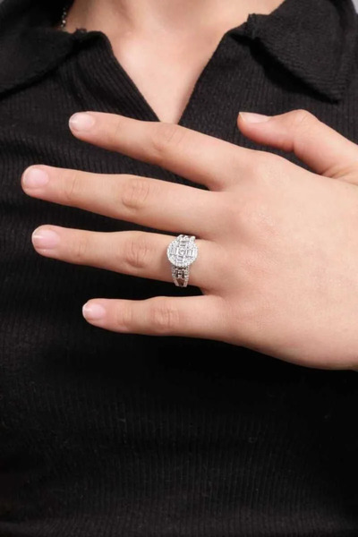 Midyat Gümüş Dünyası 925 Ayar Zirkon Taşlı Halo Tektaş Yüzük