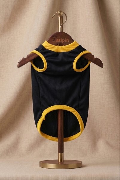 Patipin Yellow Navy Blue Fan Dog Outfit - 1907 Printed Summer Tank Top - Suitable for Small and Medium Breeds