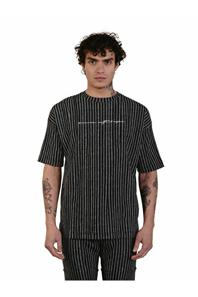 İLKCET MODA Ριγέ ελαφρύ χαλαρό άνετο μπλουζάκι