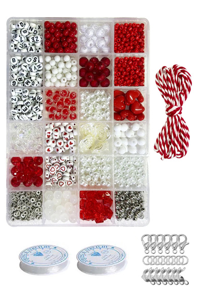 By MO Accessories 24 Bölmeli Kutuda Marteniçka Boncuklarla Charm Takı Yapma S...