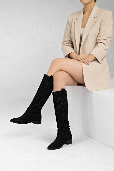 POTEEN Ptc Marylan Γυναικείες καστόρινες μαύρες καλοκαιρινές μπότες με κοντό ...