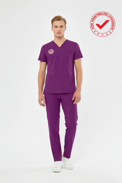 Class Üniforma Mor Ebe Jersey Stretch Fabric Scrubs Men (Compliant with New R...