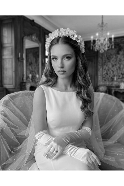 Lily and Bride Sedefli Çiçekli Gelin Nişan Düğün Saç Aksesuarı Saç Bandı Tac ...