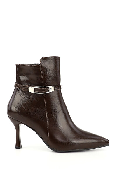 GÖNDERİ(R) Kadın Kahverengi Fermuarlı İnce Topuklu Bot