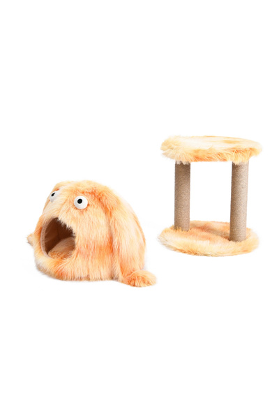 Pet Luxe 4 in 1 Cat Scratching Post and Bed with Monster Figure