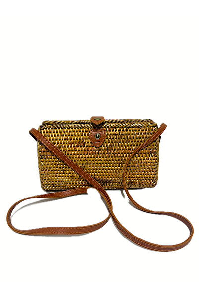 Barc Shop Hasır Bambu Rattan Çanta El işi Organik 22x15 Cm