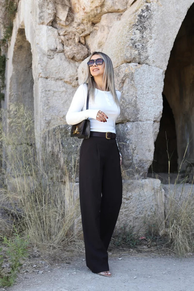 bytugcekaya Bitter Brown Pleated Detailed Buttoned Palazzo