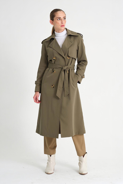 Soydan Güner Su Itici Reglan Kol Ara Boy Trençkot Haki 5789