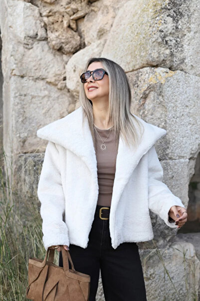 bytugcekaya Γούνα επένδυσης με κουμπωτά κουμπώματα με φαρδύ γιακά σε στάνταρ ...