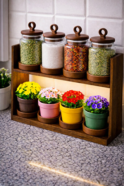 Paşabahçe 4'lü 400ml Akasya Kapaklı Cam Saklama Kavanozu Seti - Baharatlık Ba...