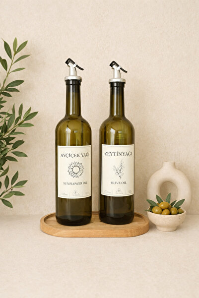 KaiHome Amber Glass 2-Pack Olive Oil and Sunflower Oil Bottle 750ml