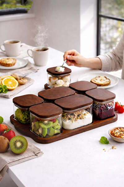 Paşabahçe 6'lı Cam Kahvaltılık Seti - Akasya Kapaklı-Akasya Standlı Vakumlu S...