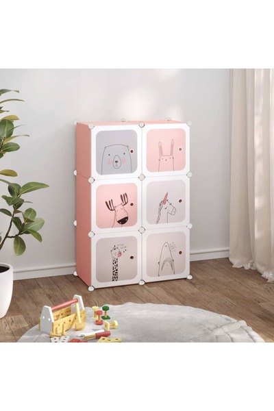 Concept Dulap de depozitare cub pentru copii, 6 cuburi, roz, PP