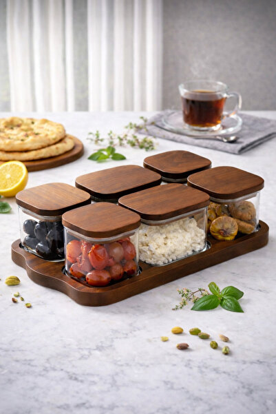 Paşabahçe 6'lı Akasya Kapaklı Akasya Standlı Cam Kahvaltılık Seti - Şık Sızdı...