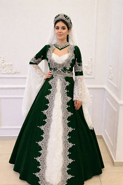 atölyekaftanbutik Büyük beden kaftan bindallı yeşil