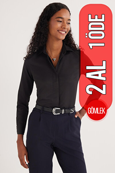 Tudors Kadın Slim Fit Dar Kesim Vucüda Oturan Uzun Kollu Gizli Düğme Detaylı ...