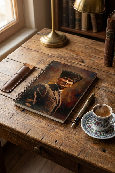 Be Online دفتر ملاحظات بغلاف صلب من سلسلة أتاتورك الخاصة مقاس A5 - 150 صفحة ب...