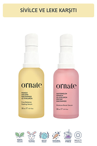 ORNATE Onarıcı ve Nemlendirici AHA BHA, Hyalüronik Asit ve Niacinamide İçeren...