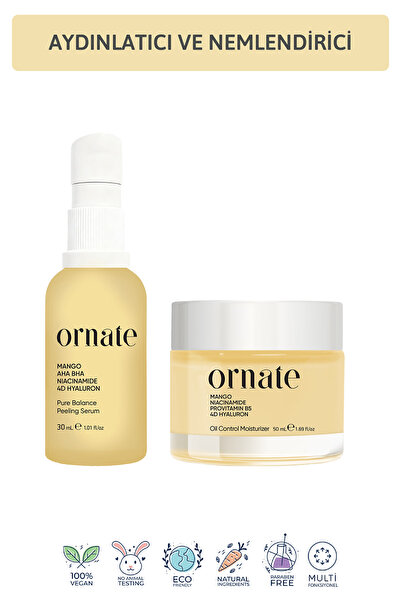 ORNATE Yağlı ve Karma Ciltler Için Arındırıcı Nemlendirici Aha Bha Ve Niacina...