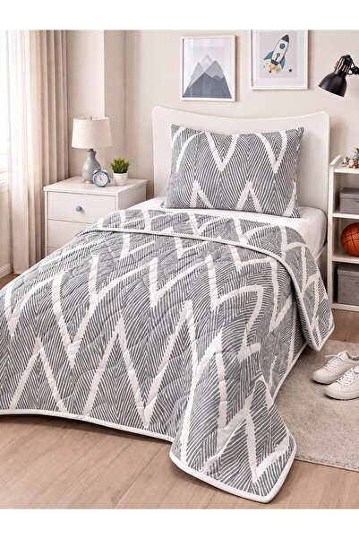 Eponj Home Kapitone Yatak Örtüsü Seti Tek Kişilik Olivia Gri