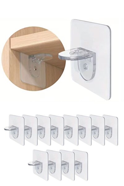 ARVALE 12 Adet Şeffaf Kendinden Yapışkanlı Raf Tutucu Askı – Delme Gerektirmez